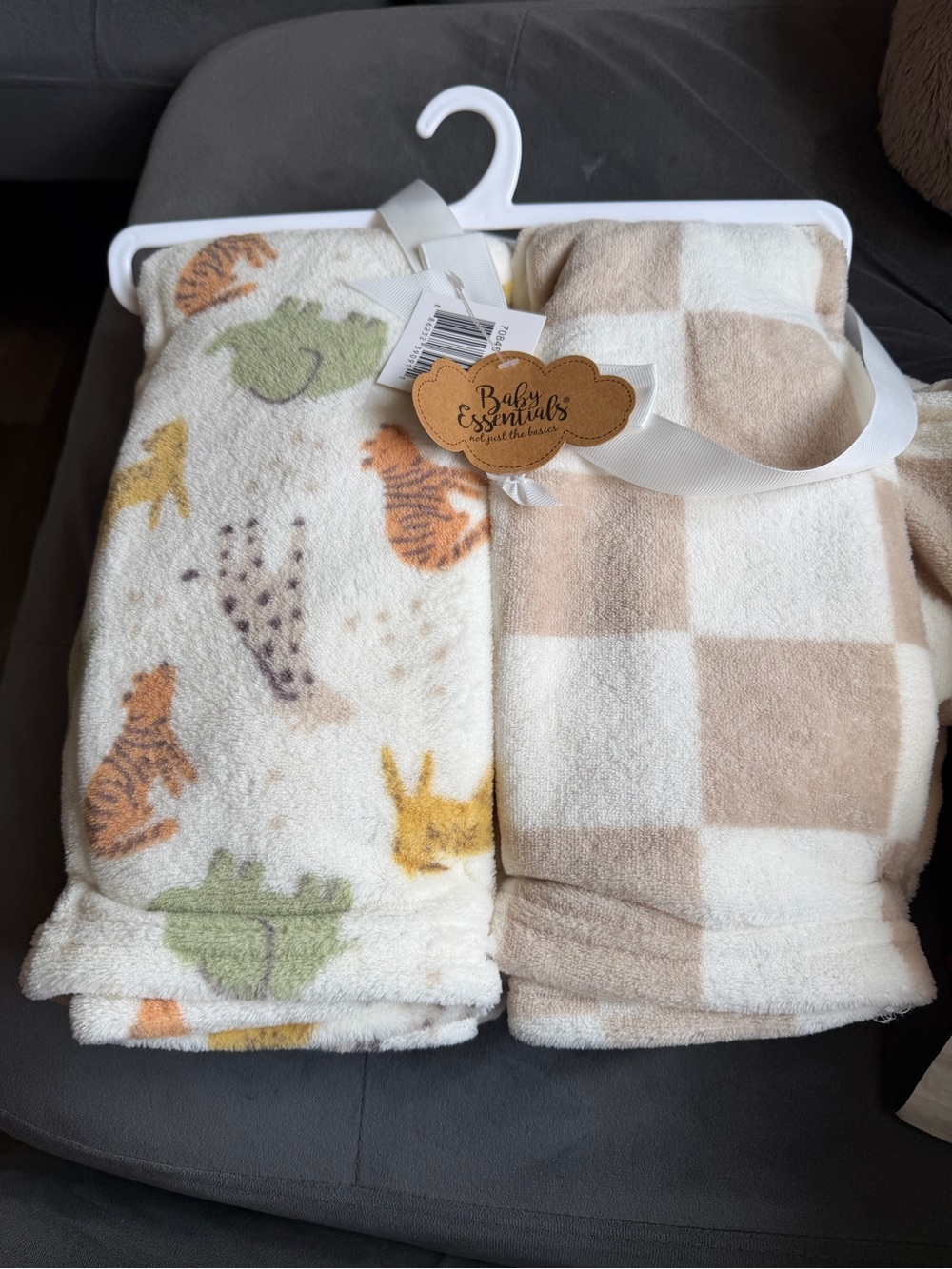 Baby Essentials Cream & Tan Animal and Check Sleep Sacks